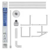 Карниз в ванную угловой белый 90х90х90см с жёсткой фиксацией металлический Санакс 10029