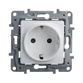 Розетка 1-м СП Etika 16А IP31 250В 2P+E с заземлением, защитные шторки белый Legrand