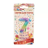 Свеча для торта Радуга цифра "7"