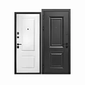 Дверь металлическая 9см Муар Черный 2 квадрата Белый Клен 860x2050 L