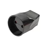 Кабельная розетка 2П б/з с з/ш 10А 250B черная TDM