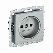 Розетка Brite 1-местная без заземления, с защитными шторками 10А алюминий IEK РСш10-2-БрА