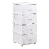 Комод Декор Ротанг 4 секции белый