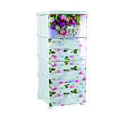 Комод Декор Весна (монорисунок) 4 секции белый