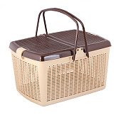 Корзина для пикника 445х340х250мм бежево-коричневая