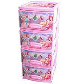 Комод Декор Принцесса 4 секции розовый/белый
