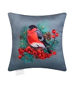 Подушка Снегирь 40х40см серо-голубой