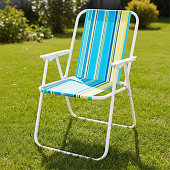 Кресло-шезлонг складное 52х48х75см сине-желтые полосы