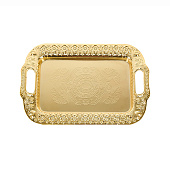 Поднос сервировочный золото 34х22,5х2,5см с гальваническим покрытием