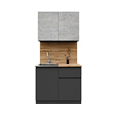 Кухонный гарнитур Лето, графит - цемент светлый, 1м