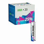 Элемент питания алкалиновый AAA/LR03 20шт Космос