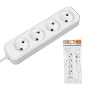 Удлинитель 4 гнезда 5м б/з 10А 2300Вт белый Народный