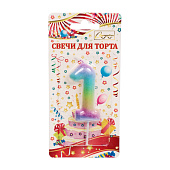 Свеча для торта Радуга цифра "1"