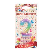 Свеча для торта Радуга цифра "2"