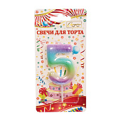 Свеча для торта Радуга цифра "5"