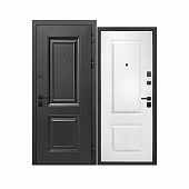 Дверь металлическая 9см Муар Черный 2 квадрата Белый Клен 860x2050 R