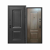 Дверь металлическая 9см Муар Черный 2 квадрата Каштан 860х2050 R