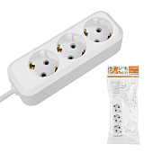 Удлинитель 3 гнезда 1,5м с/з выключатель 16А 3680Вт белый Народный