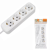 Удлинитель 4 гнезда 1,5м с/з 16А 3680Вт белый Народный
