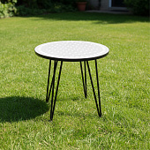 Стол кофейный металлический, бело-серый  JHT2511