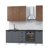Набор кухонной мебели Тринити 2,2 Шпон орех натуральный/Темный пепел софт