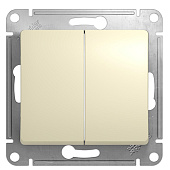 Выключатель 2-клавишный СП Glossa 10А IP20 10AX бежевый SE
