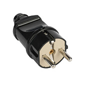 Вилка прямая с/з черная 16А 250В EKF