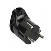 Вилка угловая с/з черная 16А 250В EKF