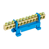 Шина "0" N (6x9мм) 12 отверстий синий тип "Стойка" на DIN-рейку EKF