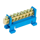 Шина "0" N (6x9мм) 8 отверстий синий тип "Стойка" на DIN-рейку EKF