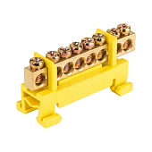 Шина "0" PE (6x9мм) 8 отверстий желтый тип "Стойка" на DIN-рейку EKF