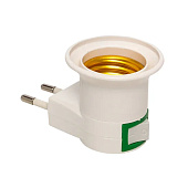 Переходник вилка-Е27 с выключателем белый EKF