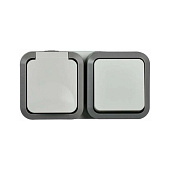 Блок ОП розетка + выключатель горизонталь Tors 16A IP55 TS242 белый ІЕК