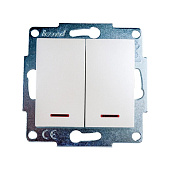 Выключатель двойной с подсветкой Karina жемчужно-белый перламутр  Lezard