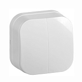 Выключатель 2-клавишный для открытой установки Glory 10A ВС20-2-0-ХБ белый IEK