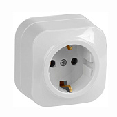 Розетка 1-местная для открытой установки Glory PC20-3-ХБ 16A c заземлением белая IEK