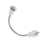 Переходник вилка-Е27 гибкий 300мм белый TDM