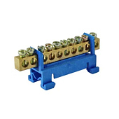 Шина "N" нулевая с изолятором на DIN-рейку 6x9мм стойка малая 10 групп TDM