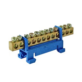 Шина "N" нулевая с изолятором на DIN-рейку 6x9мм стойка малая 12 групп TDM