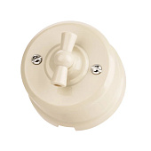 Выключатель поворотный проходной с ручкой (бантик) 10А слоновая кость Виви TDM