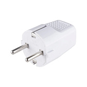 Вилка прямая с/з белая c перфорацией 10А 250В TDM