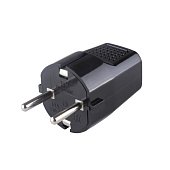 Вилка прямая с/з черная c перфорацией 10А 250В TDM