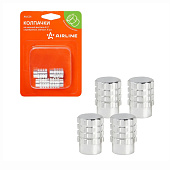 Колпачки на шинный вентиль K-7 серебряные металл 4 шт Airline AVC31