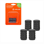 Колпачки на шинный вентиль K-2 черные металл 4шт  Airline AVC11