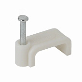 Скоба 10мм плоская пластиковая белая 50шт TDM